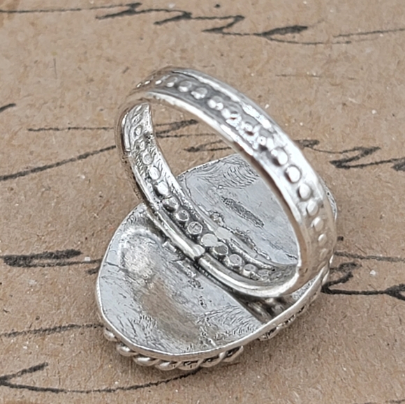 TURQUOISE OVAL RING HANDMADE IN STERLING SILVER METAL SIZE 8 - Picture 6 of 7